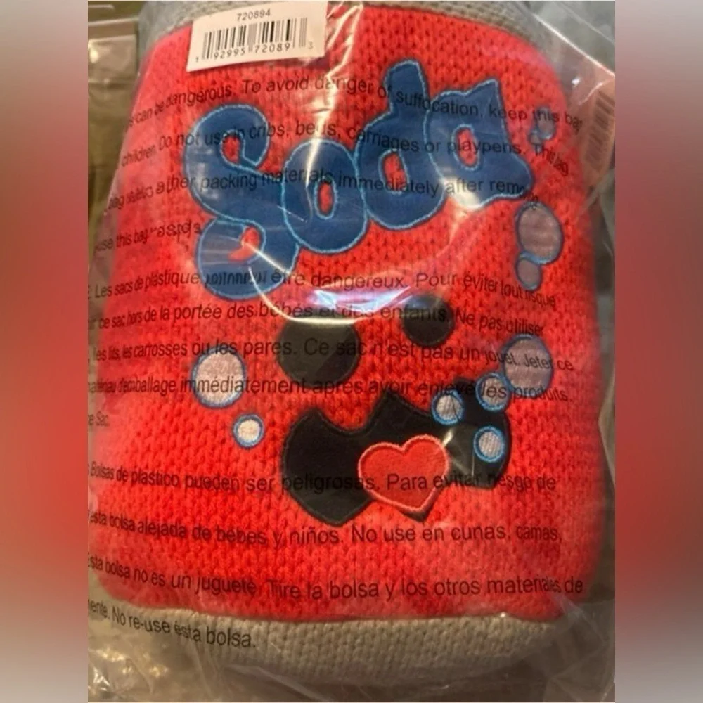 ❤️🆕💙 Fizzles The Red Crochet Hug-Worthy Soda Can Plush Pillow